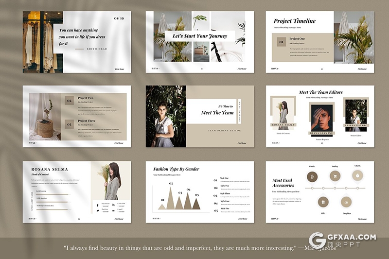 50页简约文艺风格摄影图片展示Google slides模板 - 顶尖PPT