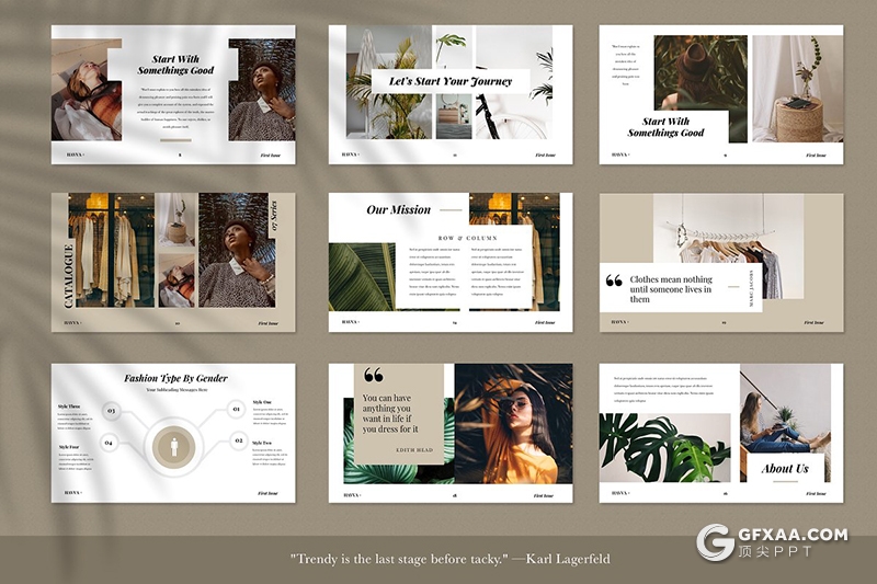 50页简约文艺风格摄影图片展示Google slides模板 - 顶尖PPT