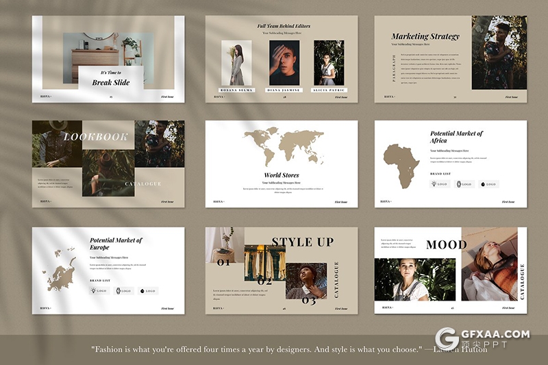 50页简约文艺风格摄影图片展示Google slides模板 - 顶尖PPT