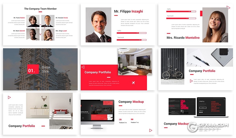 30页欧美风格团队人员介绍工作总结keynote模板 3种配色2种尺寸 - 顶尖PPT