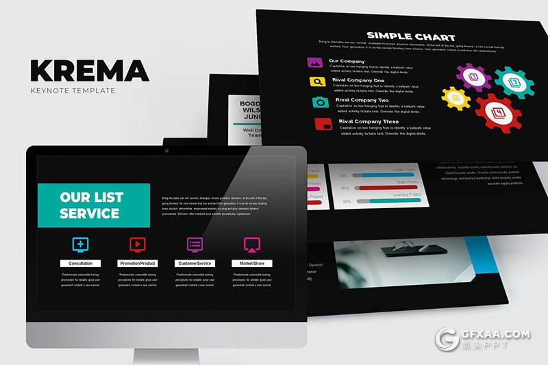 62页创意图形公司介绍工作汇报keynote模板 黑白两种底色 - 顶尖PPT