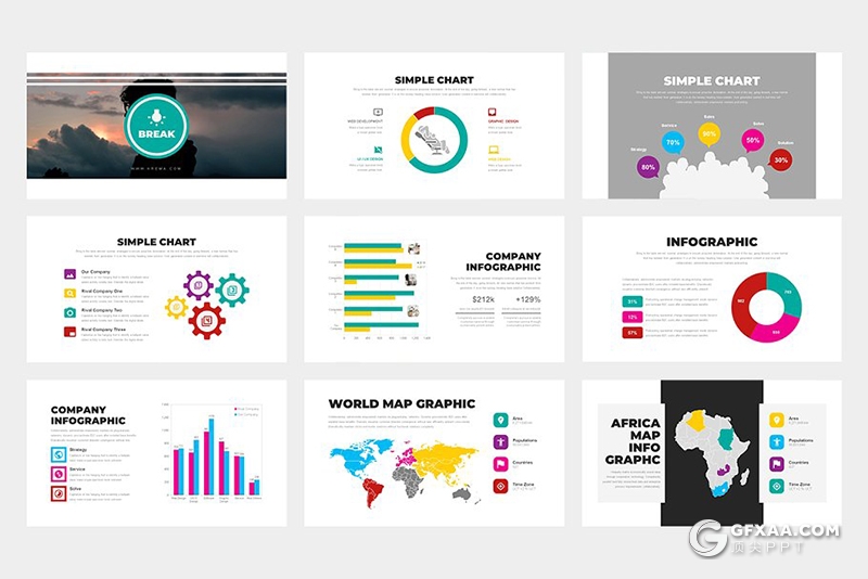 62页创意图形公司介绍工作汇报keynote模板 黑白两种底色 - 顶尖PPT