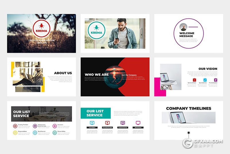 62页创意图形公司介绍工作汇报keynote模板 黑白两种底色 - 顶尖PPT