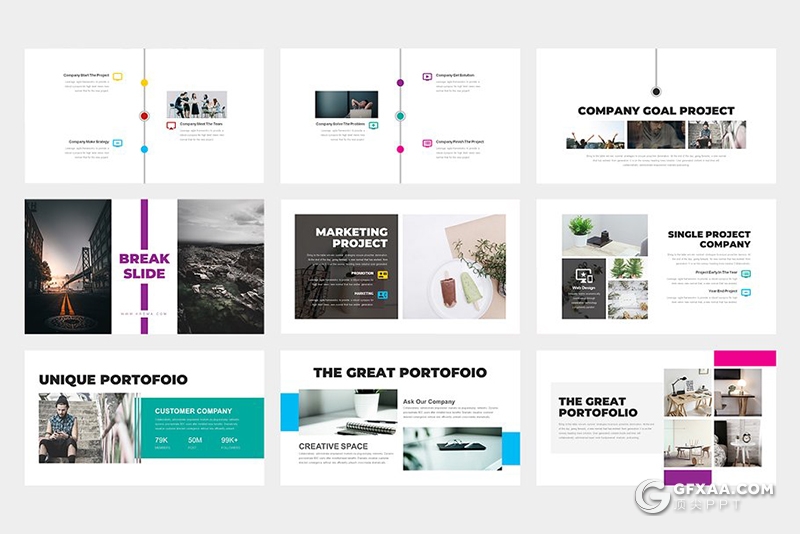 62页创意图形公司介绍工作汇报keynote模板 黑白两种底色 - 顶尖PPT