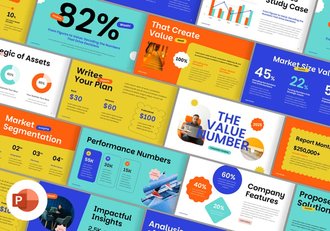 彩色大数字显示数据展示PPT模板 - 顶尖PPT