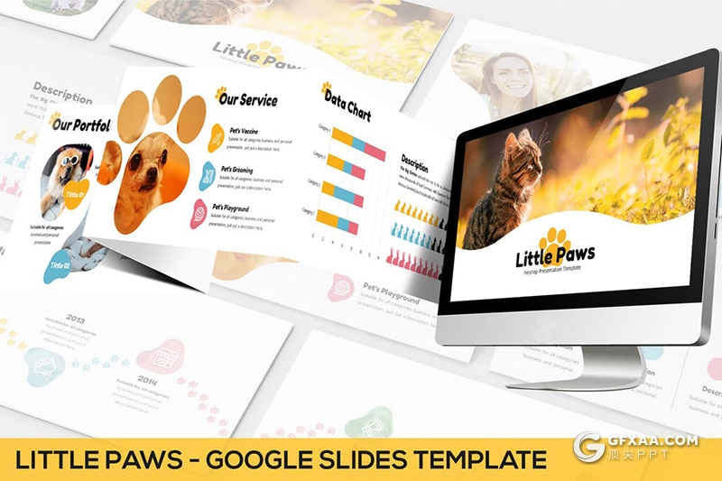 30页宠物医疗宠物店项目介绍展示Google slides模板 - 顶尖PPT