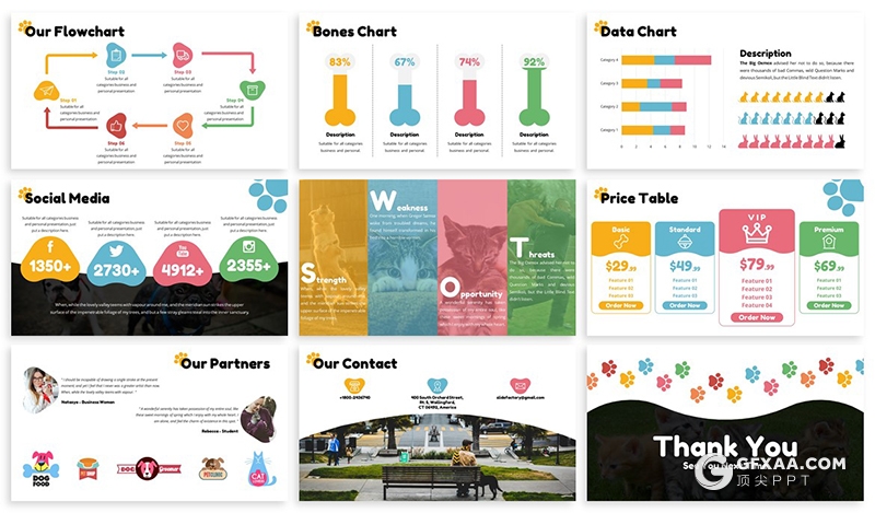 30页宠物医疗宠物店项目介绍展示Google slides模板 - 顶尖PPT