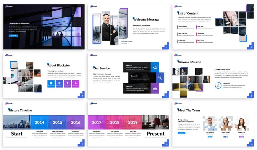 蓝色科技区块链技术PPT模板 - 顶尖PPT