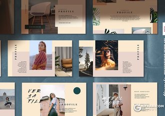 50多页复古文艺范图片展示keynote模板 - 顶尖PPT