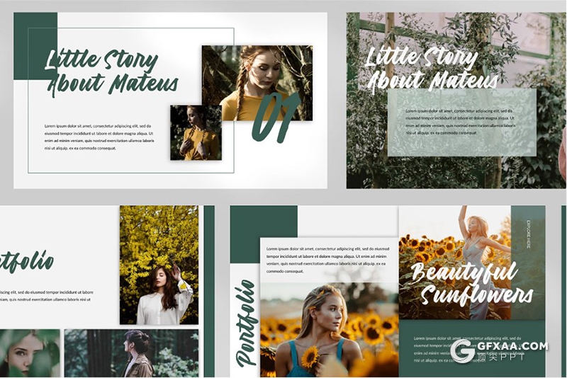 29页简约清新范摄影图片展示ppt模板 - 顶尖PPT