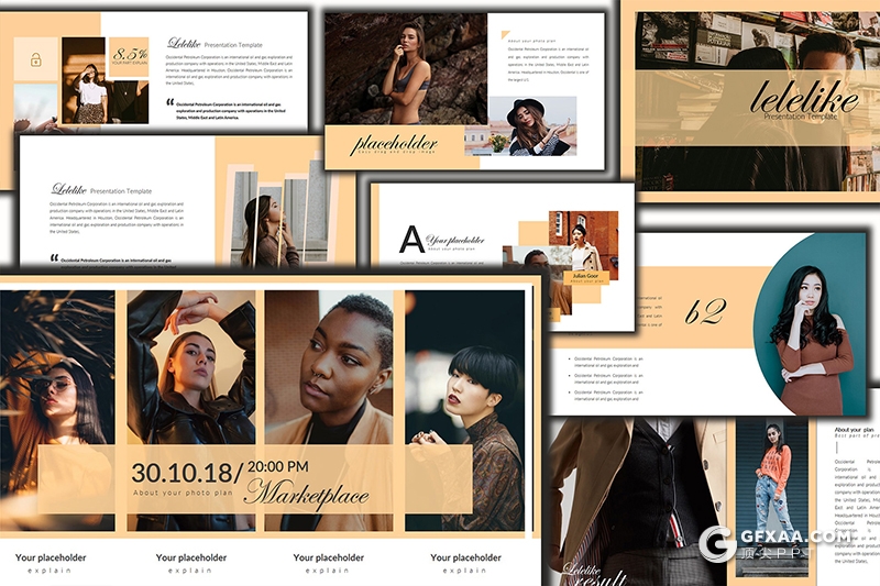 40页欧美范街拍写真摄影模特展示keynote模板 - 顶尖PPT