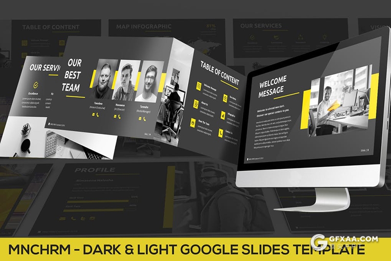 30页3种配色国外商务风格团队公司介绍Google slides模板 黑白两种底色 - 顶尖PPT