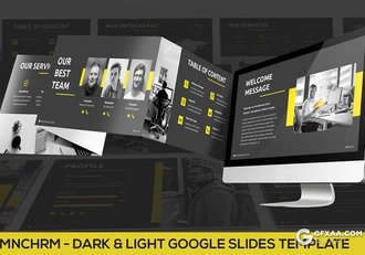 30页3种配色国外商务风格团队公司介绍Google slides模板 黑白两种底色 - 顶尖PPT