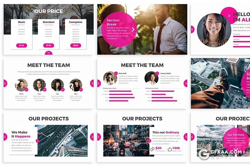 30页商务团队介绍工作汇报Google slides模板 5种配色方案 - 顶尖PPT
