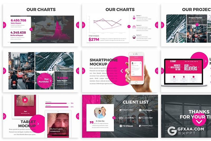 30页商务团队介绍工作汇报Google slides模板 5种配色方案 - 顶尖PPT