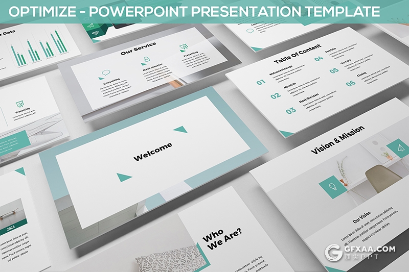30页3种配色国外扁平化商务多用途PPT模板 - 顶尖PPT