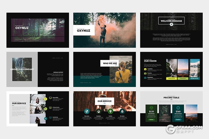 62页个人摄影作品展示介绍PPT模板 黑白两种底色 - 顶尖PPT