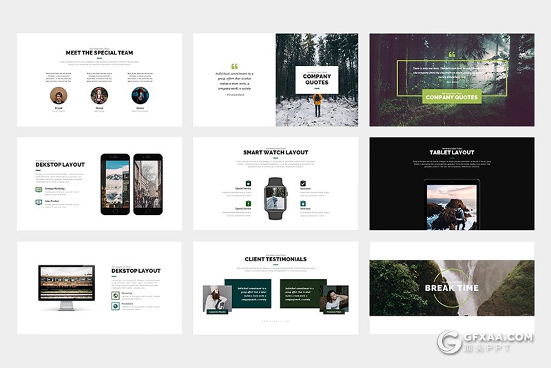 62页个人摄影作品展示介绍PPT模板 黑白两种底色 - 顶尖PPT