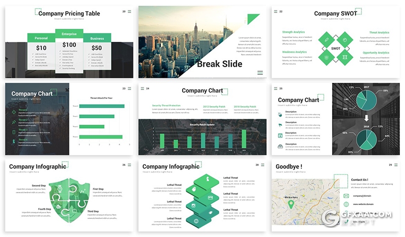 30页3种配色地产公司年终汇报Google slides模板 - 顶尖PPT