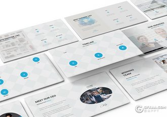 107页欧美风格项目展示企业团队介绍ppt年终工作汇报总结PPT模板 - 顶尖PPT