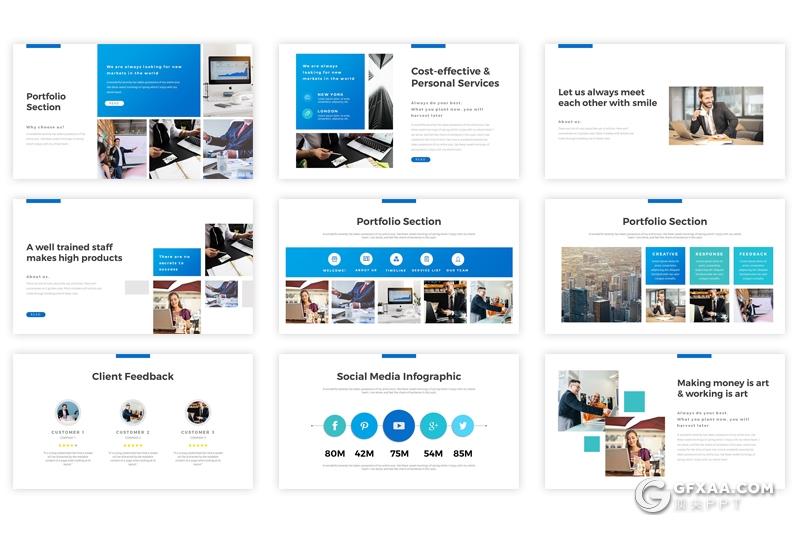 40页商务风格年终工作汇报总结keynote模板 - 顶尖PPT