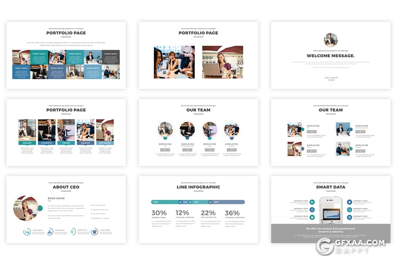 36页简约商务公司介绍多用途PPT模板 - 顶尖PPT