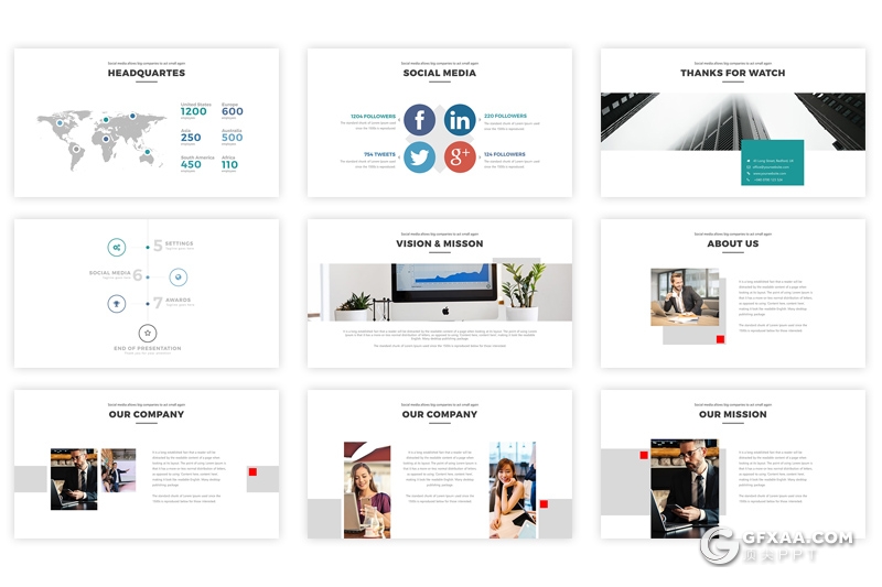 36页简约商务公司介绍多用途PPT模板 - 顶尖PPT