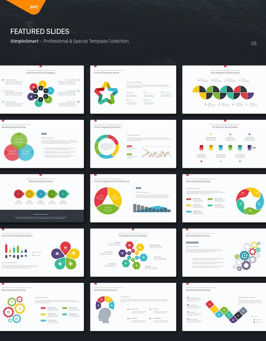 彩色创意图形商务商业keynote模板 - 顶尖PPT