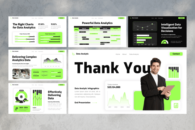 数据分析信息图形图标keynote模板 - 顶尖PPT