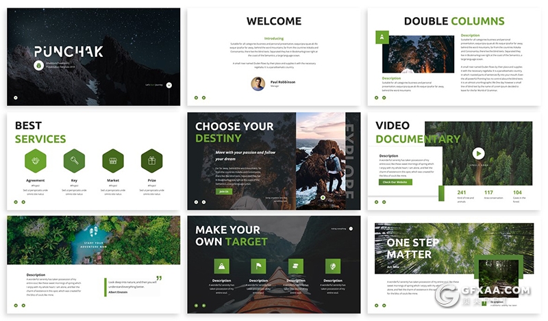 30页野外大自然介绍数据分析统计keynote模板 3种配色方案 - 顶尖PPT