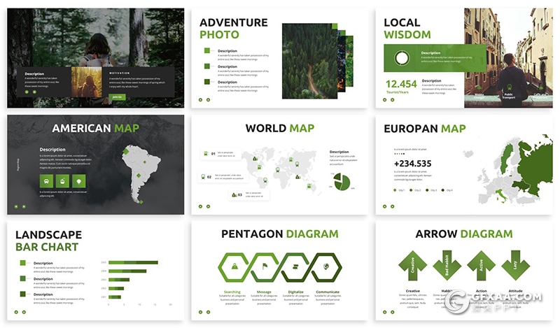 30页野外大自然介绍数据分析统计keynote模板 3种配色方案 - 顶尖PPT