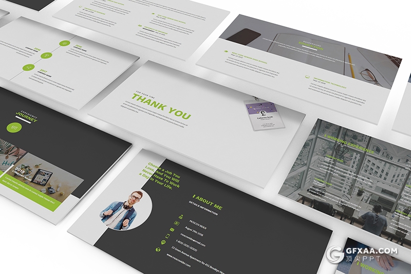 34页个人求职简历工作历程展示PPT模板 16:9 4:3两种尺寸规格 - 顶尖PPT