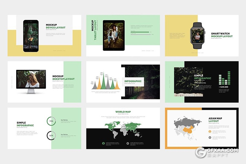 62页黑白两种底色时尚风模特摄影户外写真展示PPT模板 - 顶尖PPT