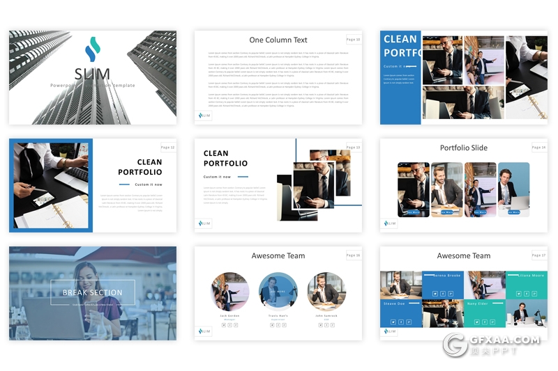 32页欧美商务风格企业公司介绍ppt模板 5种配色方案 - 顶尖PPT