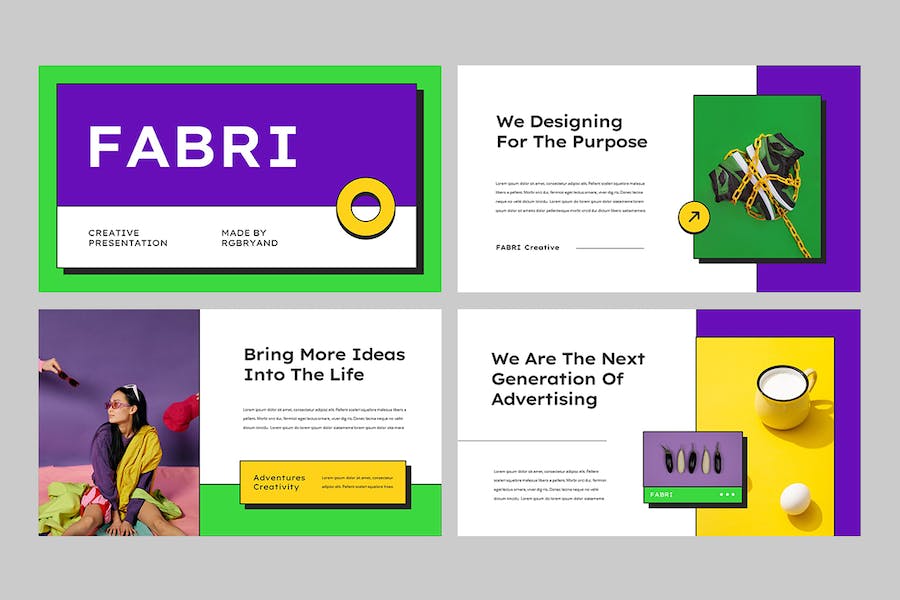 黄色多彩创意视觉设计提案Keynote模板 - 顶尖PPT