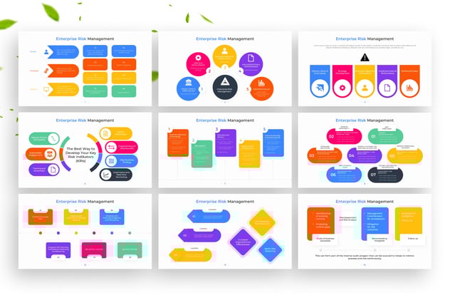 彩色企业风险管理信息图形PPT模板 - 顶尖PPT