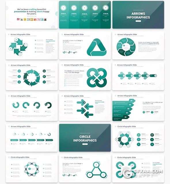 117页高端商务图形设计工作汇报分析keynote模板 10种主题配色 - 顶尖PPT