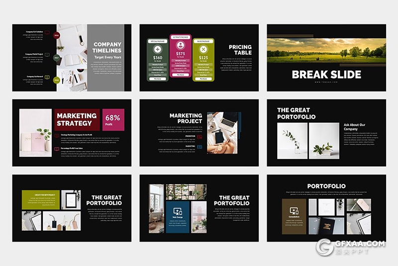 62页简约商务多用途ppt模板 黑白两种底色 - 顶尖PPT