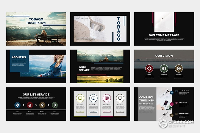 62页简约商务多用途ppt模板 黑白两种底色 - 顶尖PPT