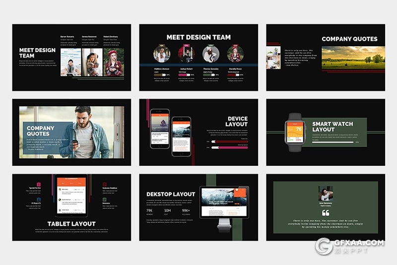 62页简约商务多用途ppt模板 黑白两种底色 - 顶尖PPT