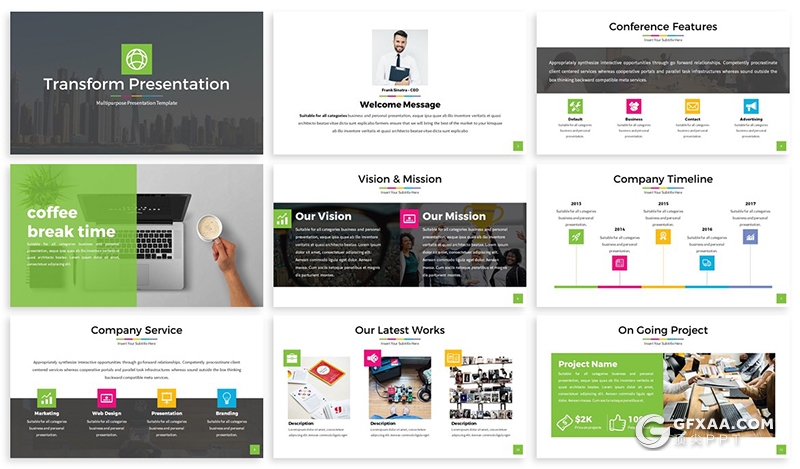 30页色彩商务风格公司团队介绍ppt模板 5种配色方案 - 顶尖PPT