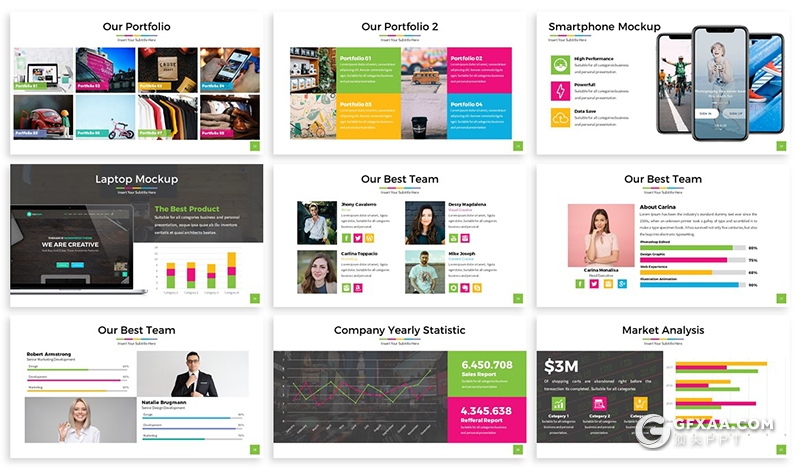 30页色彩商务风格公司团队介绍ppt模板 5种配色方案 - 顶尖PPT