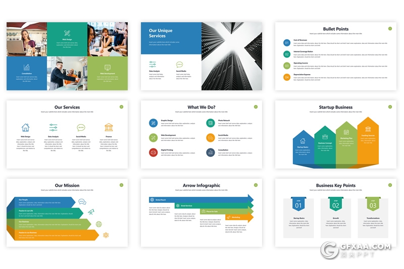 70页欧美商务风格企业介绍工作总结PPT模板6种主题配色 - 顶尖PPT