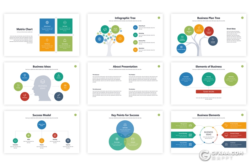 70页欧美商务风格企业介绍工作总结PPT模板6种主题配色 - 顶尖PPT