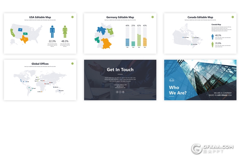 70页欧美商务风格企业介绍工作总结PPT模板6种主题配色 - 顶尖PPT