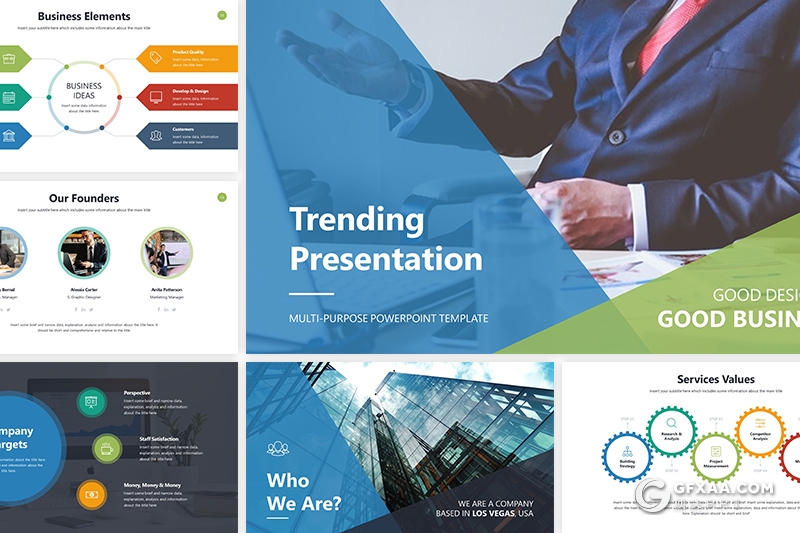 70页欧美商务风格企业介绍工作总结PPT模板6种主题配色 - 顶尖PPT