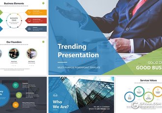 70页欧美商务风格企业介绍工作总结PPT模板6种主题配色 - 顶尖PPT