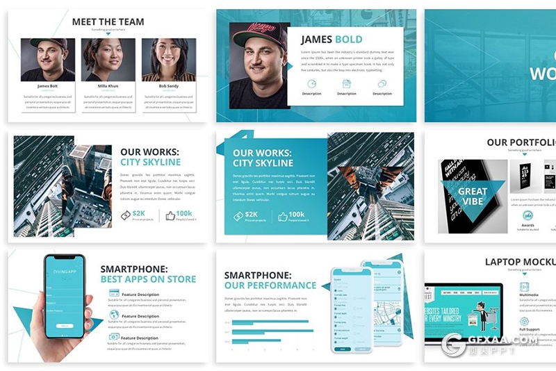 30页3种配色国外商务风格业务项目介绍PPT模板 - 顶尖PPT