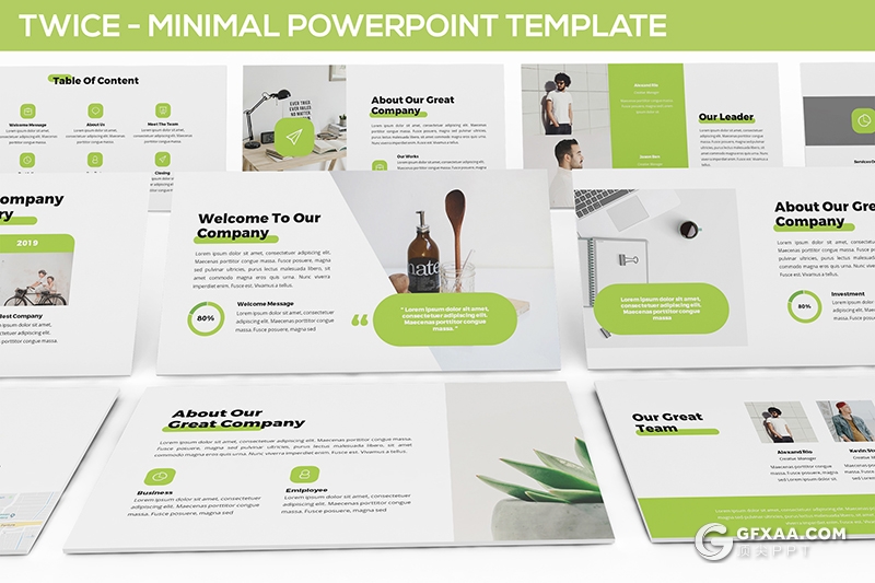 30页3种配色扁平化简约风格团队公司介绍PPT模板 - 顶尖PPT