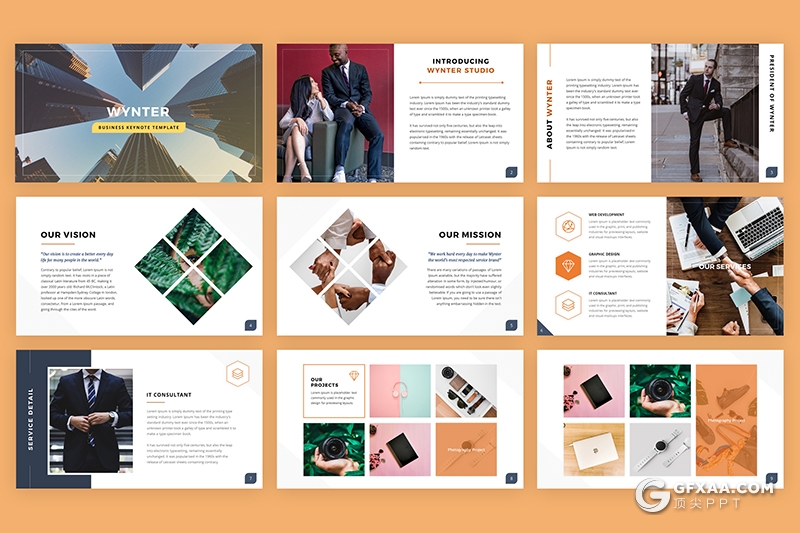 38页商务主题演讲公司团队人员介绍keynote模板 - 顶尖PPT